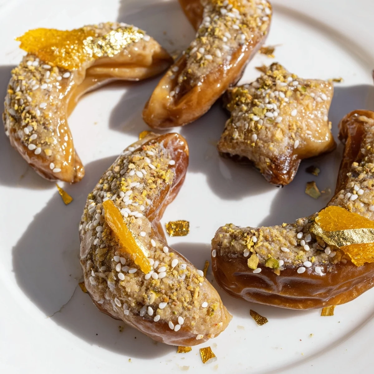 Moon and star-shaped Lunar and Star Date Platter, filled with nuts and citrus.