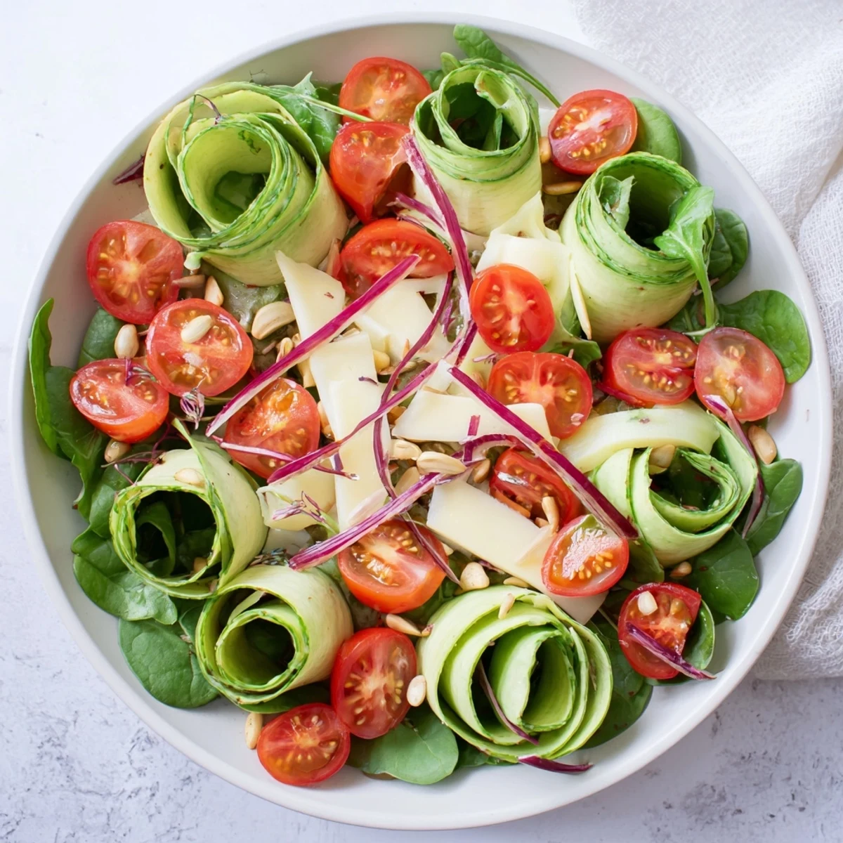 A vibrant Golden Ratio Salad, with colorful vegetables artfully arranged on a platter.