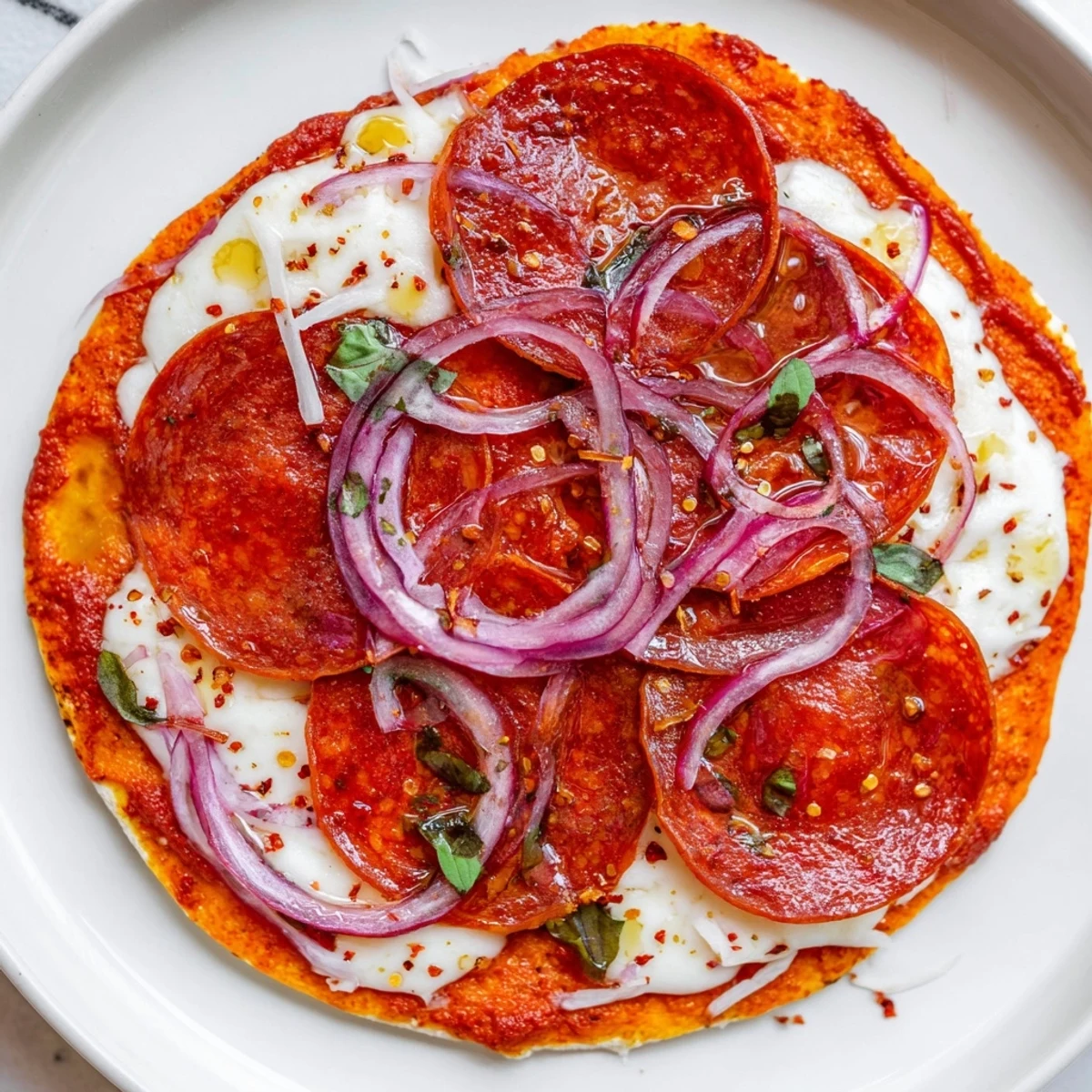 Crispy hot honey pepperoni flatbread, golden and bubbly, perfect for sharing and easy to make.