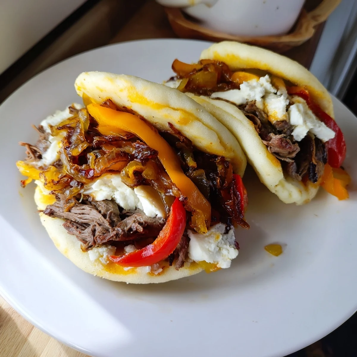 Warm, appetizing plate of Mjadra, a vegan Lebanese dish with caramelized onions and aromatic spices.