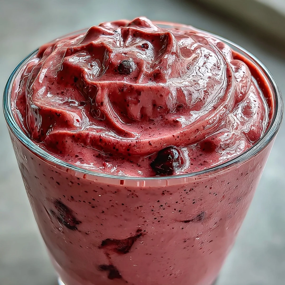 Cremiger Cherry Almond Smoothie: Eine üppige, fruchtige Mischung, perfekt für den Frühstücksgenuss.