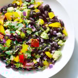 Close-up of Southwest Black Bean Salad, a refreshing vegetarian meal with sweet corn and crunchy vegetables.