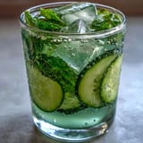 Sparkling Cucumber Mint Lemonade Mocktail: Perfektes alkoholfreies Getränk mit frischer Minze und Zitrusscheiben.