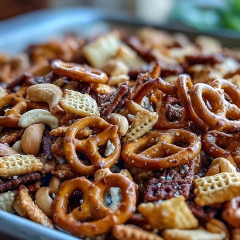 Golden, crispy Everything Ranch Cheese and Pretzel Snack Mix cooling on a baking sheet.