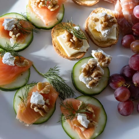 Elegant Champagne pairings, showcasing appetizers; imagine the sparkling wine complementing savory and sweet flavors.