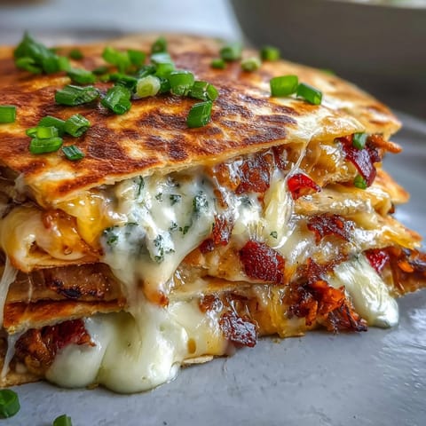 Goldener Blooming Quesadilla Ring, belegt mit Cilantro und kleinen Schalen von Salsa und Sauerrahm.