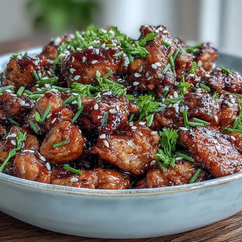 Der Hauptgang Korean-Style Ground Turkey mit Kichererbsen und frischen Kräutern auf einem Teller.