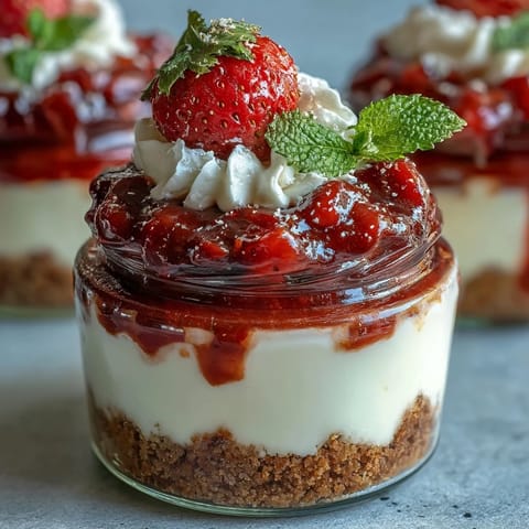 No-Bake Strawberry Cheesecake Jars