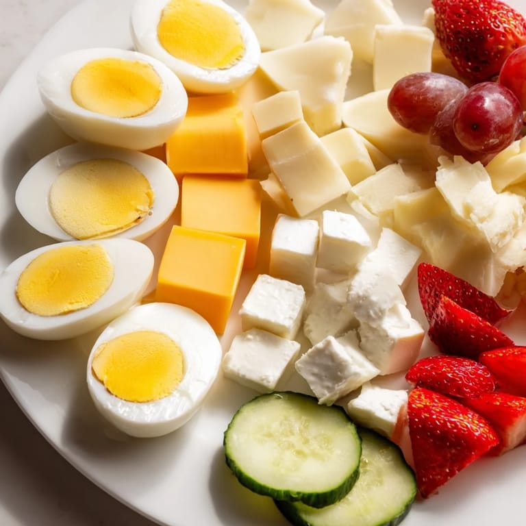 Vibrant close-up of an Easter Egg-cellent Brunch Board, showcasing colorful eggs alongside artisan bread.