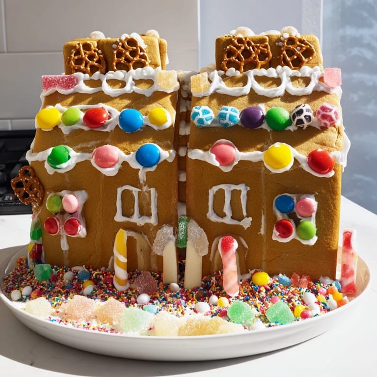 Homemade gingerbread panels await decorations, part of the exciting gingerbread house kit.