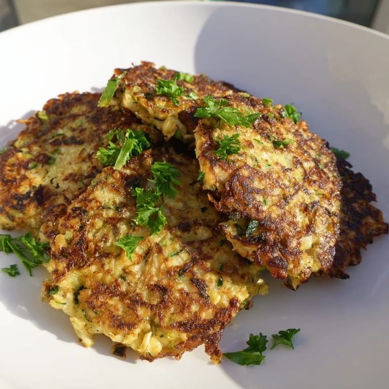 Stacked, cooked High-Protein Chicken Zucchini Fritters, showing their texture and ready for serving with yogurt.