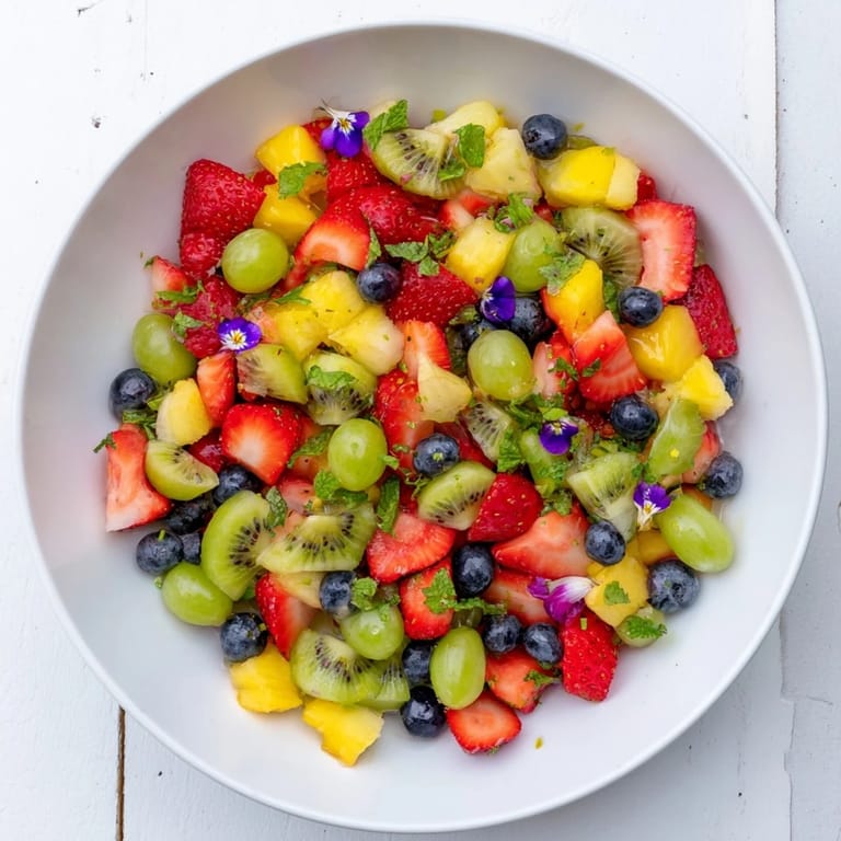 Festive Bow Fruit Medley with bright strawberries, pineapple, and kiwi, perfect for serving.
