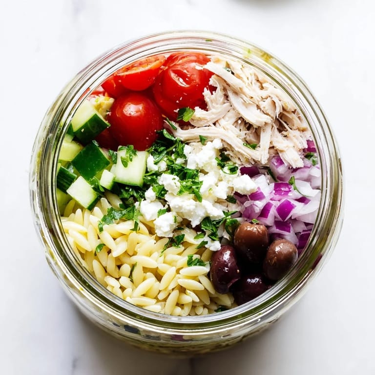 Vibrant Mediterranean salad jars with olives, veggies, and creamy feta for lunch.