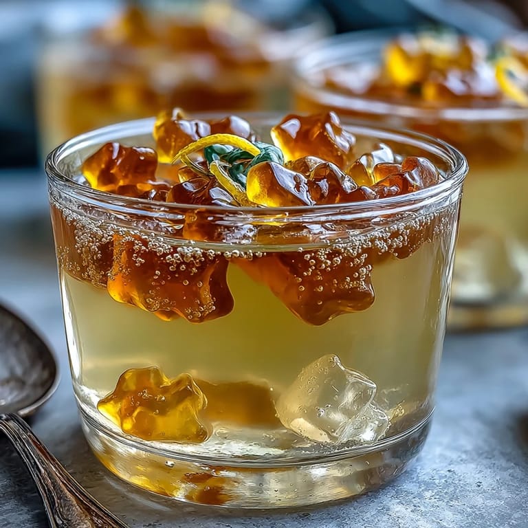 3. Instagram-würdige Gummibärchen-Limonaden-Gelatine mit Zitronenscheiben und Minze, ein spielerischer Party-Dessert.