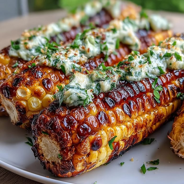 2. Farbenfrohe gegrillte Maiskolben mit Kräuterbutter – goldbraun gerösteter Mais mit aromatischen Petersilie-Chive, Basilikum-Zitrone, Koriander-Limette und Parmesan-Paprika-Butter.