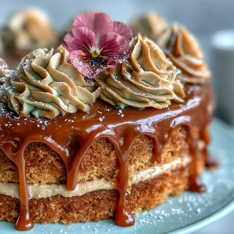 2. Feuchter Butterscotch-Sandkuchen, geschichtet mit seidiger floraler Buttercreme und erdigen Farben, perfekt für besondere Anlässe.  