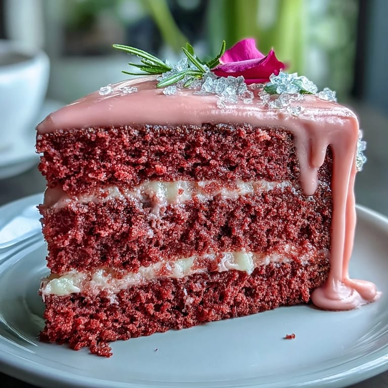 Festliche Rosé Velvet Torte, perfekt dekoriert mit essbarem Gold-Drip.