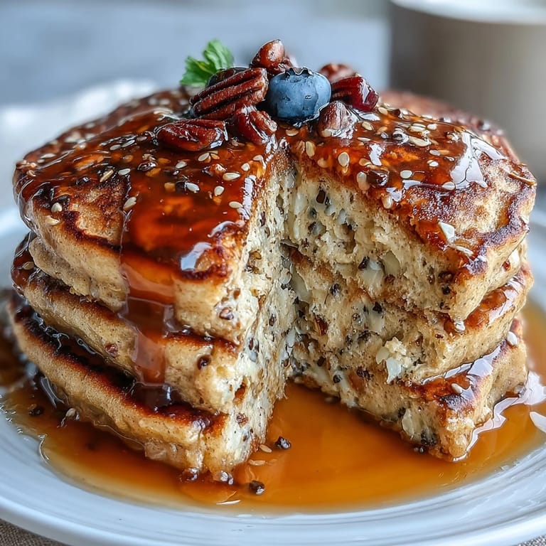 Goldbraune High Fiber Protein Pancakes, perfekt für ein nahrhaftes Frühstück.