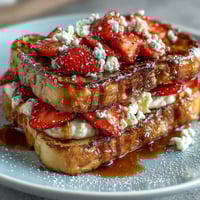 Frischer Erdbeeren-Frühstücksauflauf mit goldbrauner Kruste und cremiger Füllung